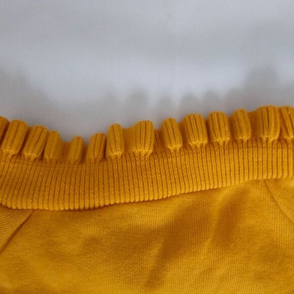 Talbots Mustard Yellow Ruffle Trim Raglan Sweatshirt Women's Size Small - Picture 7 of 10